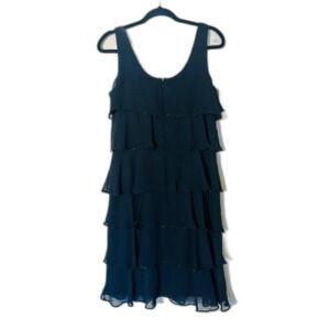 Y2K Patra Chiffon Layered Beaded Cocktail Dress 12 Black lbd Gatsby